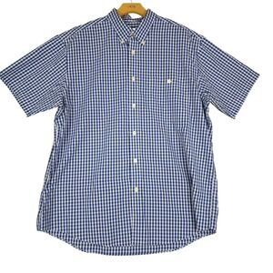 ORVIS Mens Blue White  Check Short Sleeve Wrinkle Free Button Down Shirt XL